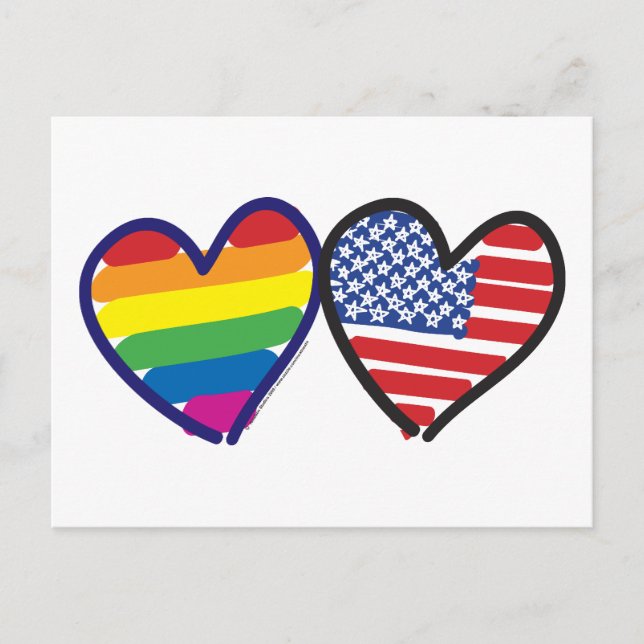 GAY-PRIDE-HEART-AND-FLAGGA VYKORT (Framsida)