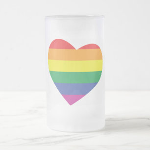 Gay pride Heart Frostat Ölglas