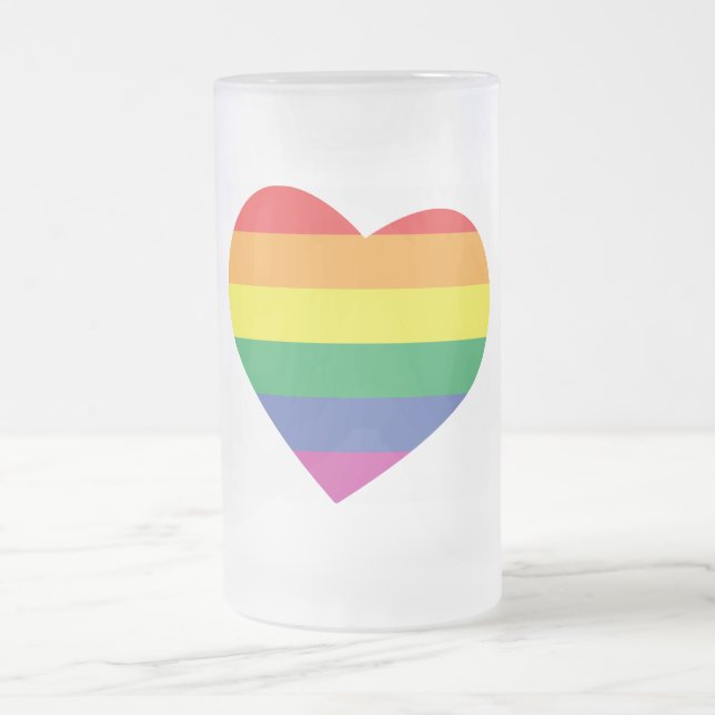 Gay pride Heart Frostat Ölglas (Center)