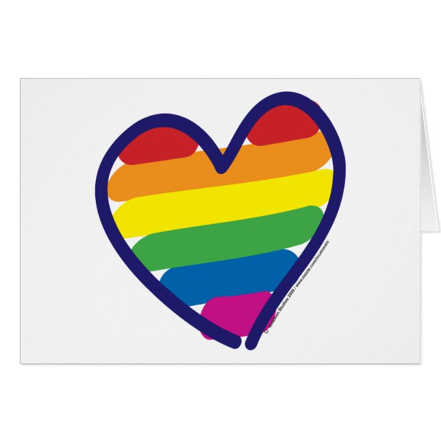 GAY-PRIDE-HEART-In-catneato Hälsningskort (Framsidan Horizontal)