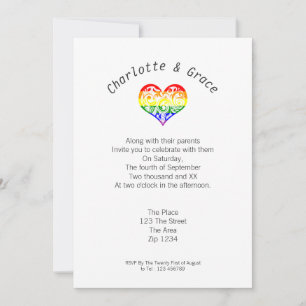Gay pride Heart Simple Elegance Inbjudningar