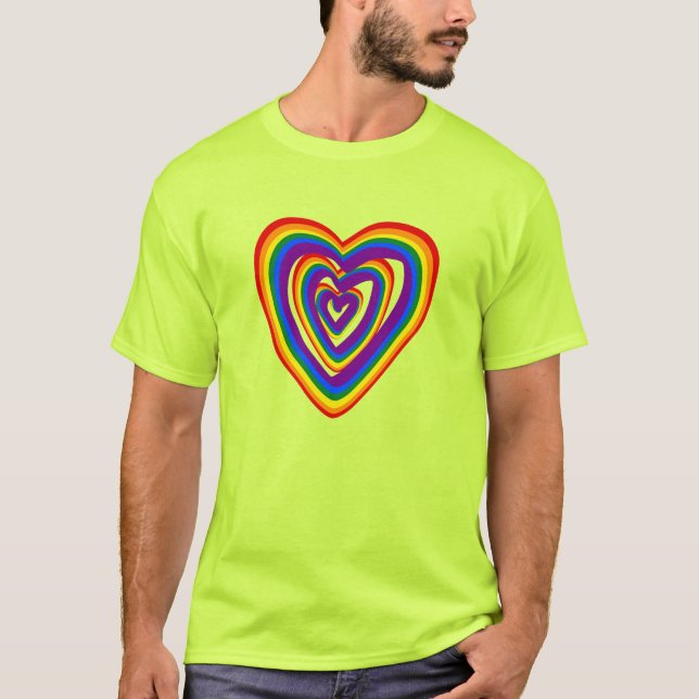 Gay pride Hearts Cute LGBTQ Flagga Rainbow T Shirt (Framsida)