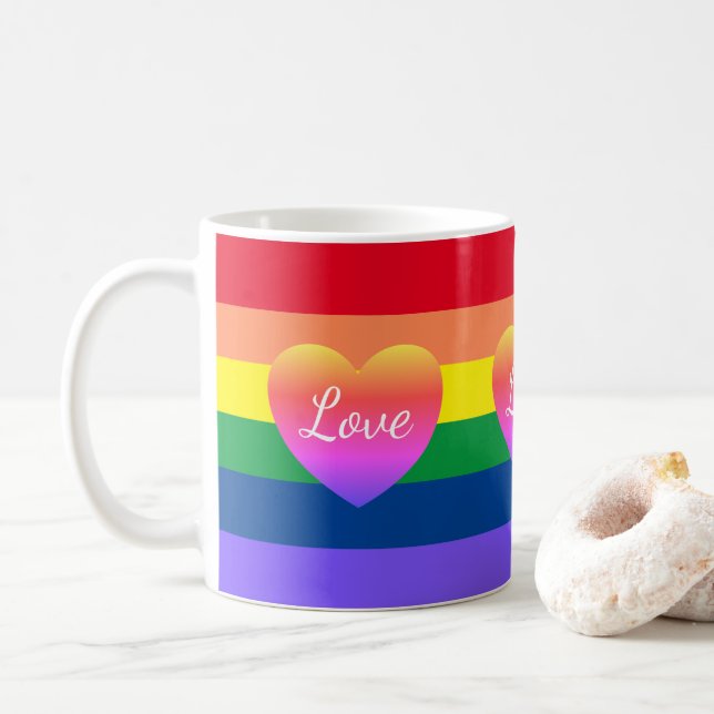 Gay pride Hearts Rainbow Flagga Hearts Kaffemugg (Med munk)