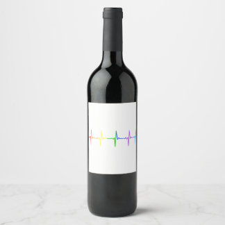 Gay pride Heartslag Pulse 4 Vinflaska Etikett