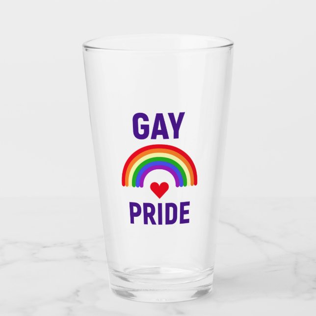 Gay pride| Hjärt och regnbåge Glaskopp (Framsida)