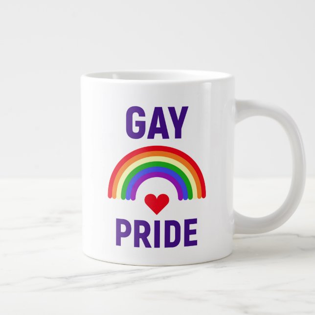 Gay pride| Hjärt och regnbåge Jumbo Mugg (Höger)
