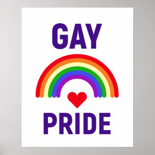 Gay pride   Hjärt och regnbåge Poster