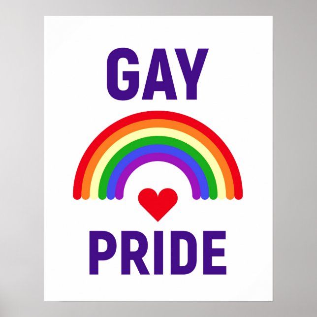 Gay pride | Hjärt och regnbåge Poster (Framsidan)