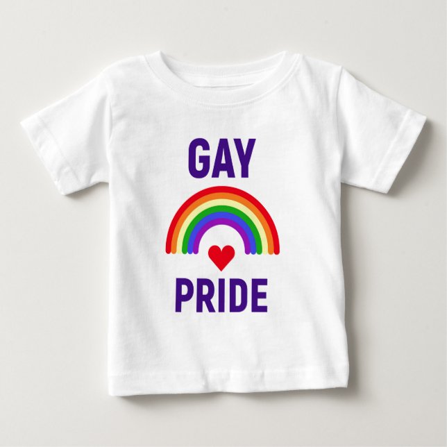 Gay pride| Hjärt och regnbåge T Shirt (Framsida)