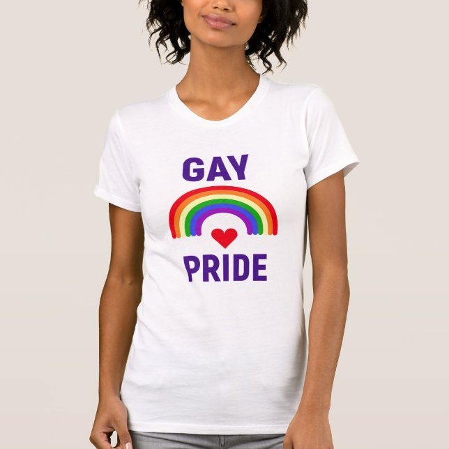 Gay pride| Hjärt och regnbåge T Shirt (Framsida)