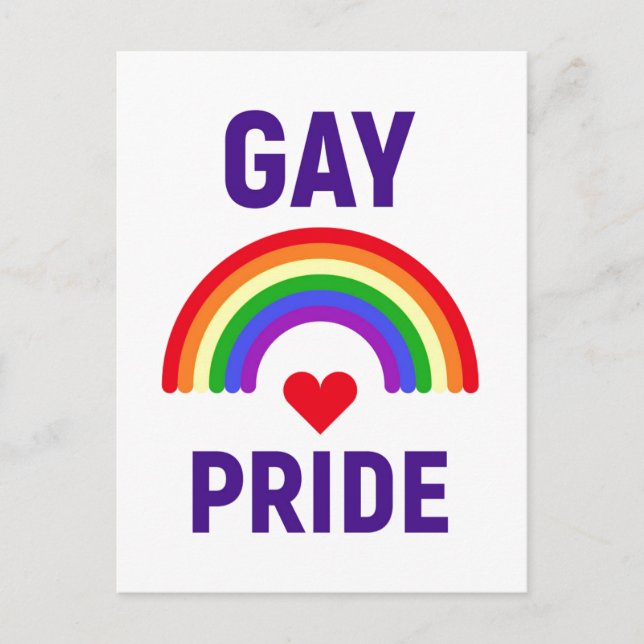 Gay pride | Hjärt och regnbåge Vykort (Framsida)