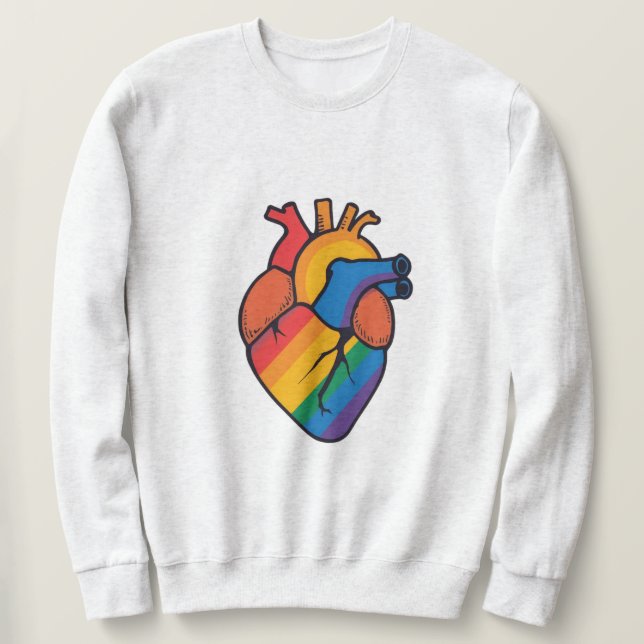 Gay pride hjärta lång ärmad tröja (Design framsida)