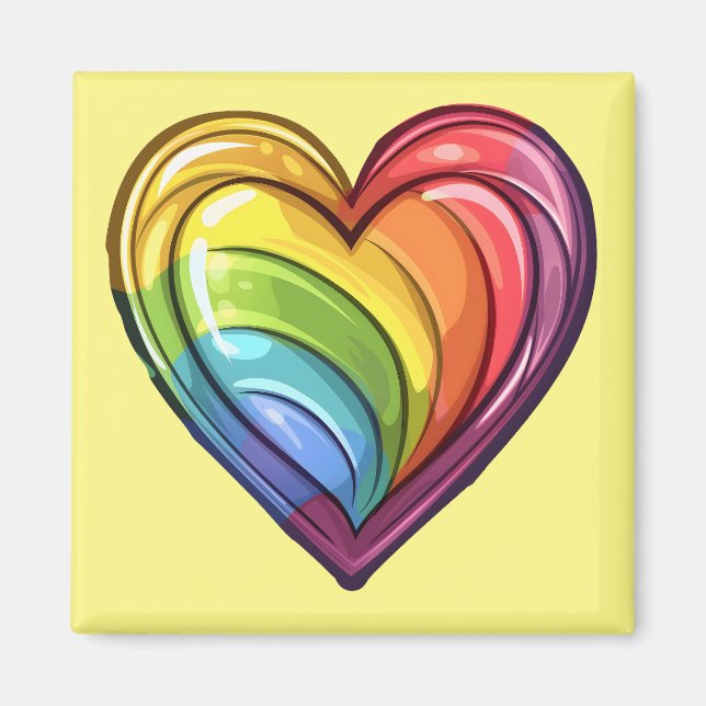 Gay pride hjärtkonstruktion magnet (Framsidan)