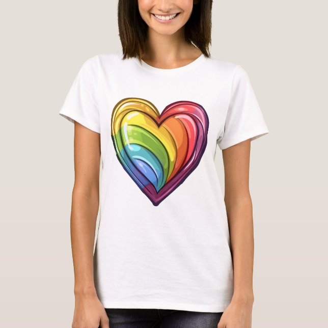 Gay pride hjärtkonstruktion t shirt (Framsida)