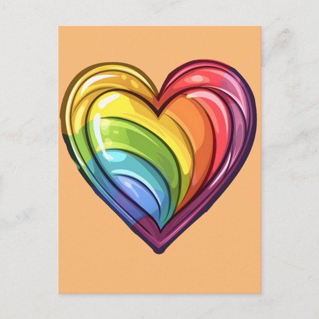 Gay pride hjärtkonstruktion vykort (Framsida)
