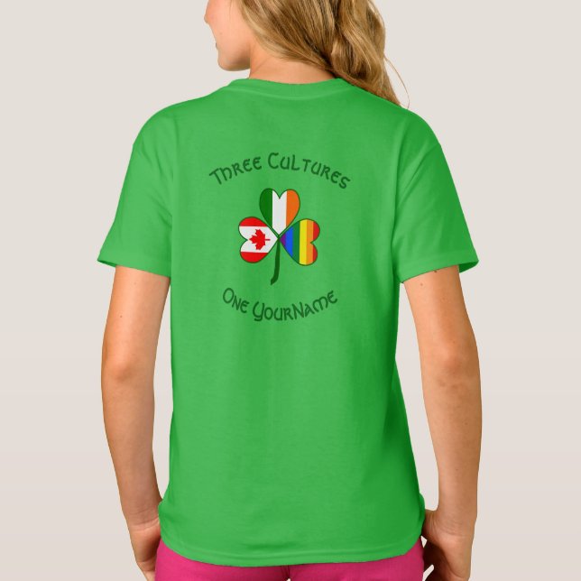 Gay pride Ireland Canada Shamrock Flagga Personali T Shirt (Baksida)