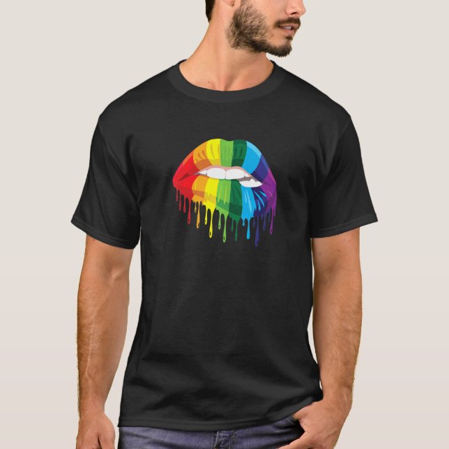 Gay pride jämlikhet mellan regnbåge, läppstötning  t shirt (Framsida)