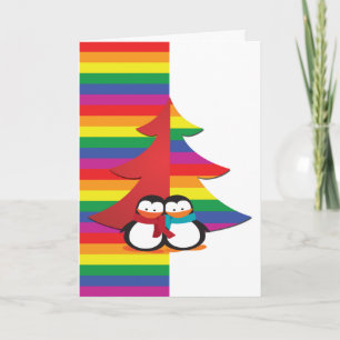 Gay pride Julgran med penguin par Helgkort