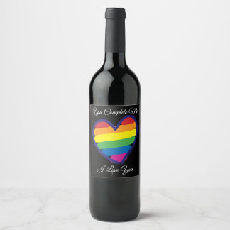 Gay pride Kärlek Heart Vinflaska Etikett