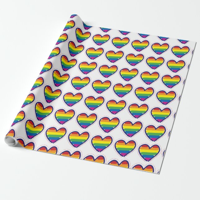 Gay pride Kärlek Hearts Presentpapper (Utrullad)
