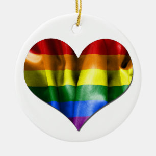 Gay pride Kärlek Hjärta, Flagga runt jul Ornamet Julgransprydnad Keramik
