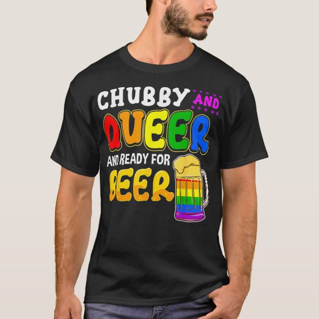 gay pride Knubbig Queer Redo för Beer Rainbow LGB T Shirt (Framsida)