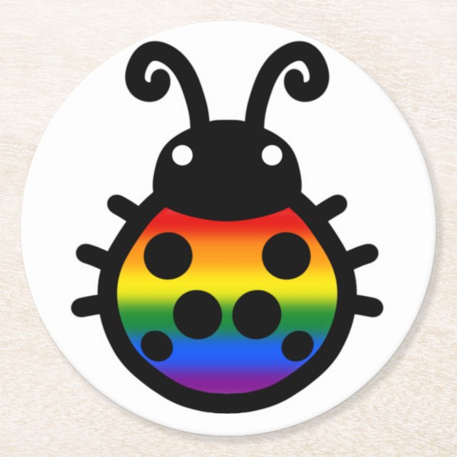 Gay Pride Ladybug Coaster Underlägg Papper Rund (Framsidan)