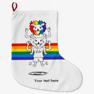 Gay pride Lejon Funny Tecknad Stor Julstrumpa