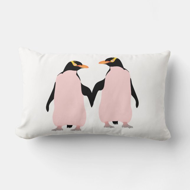 Gay pride Lesbisk Penguins Holding Händer Lumbarkudde (Framsida)