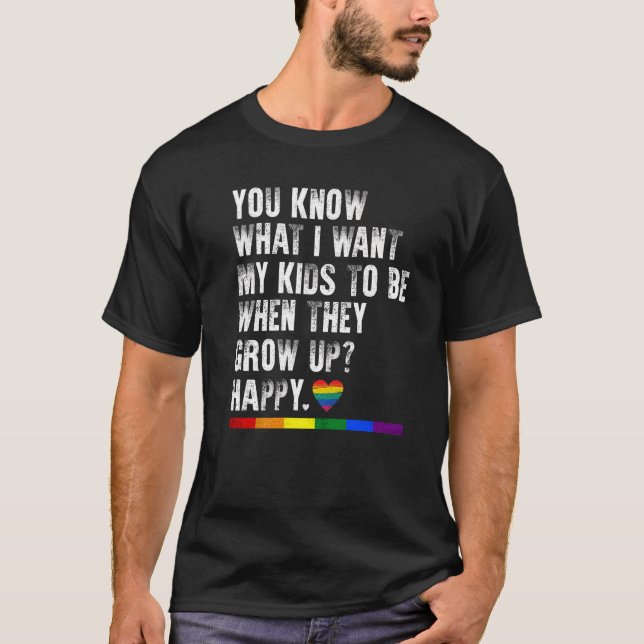 Gay Pride LGBT Awareness Parents Mom Dad Lesbian P T Shirt (Framsida)