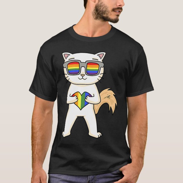 Gay pride LGBT Heart Turkisk Van Cat Owner T Shirt (Framsida)