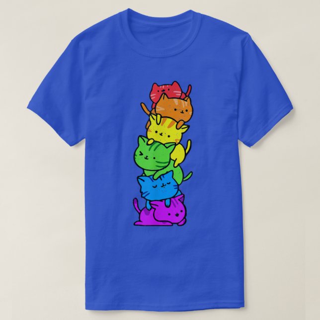 Gay pride LGBT Kawaii Cats Pile Cute Anime Rainbow T Shirt (Design framsida)