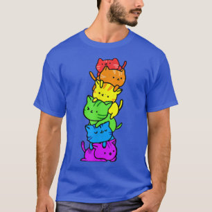 Gay pride LGBT Kawaii Cats Pile Cute Anime Rainbow T Shirt