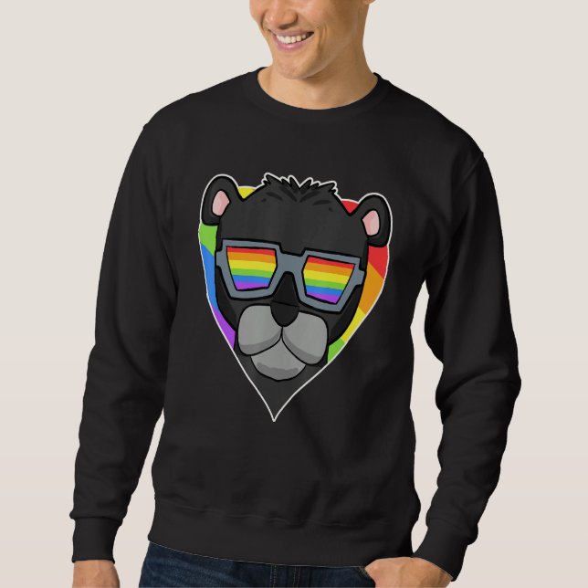 Gay Pride LGBT Rainbow - Black panther - LGBT Hear Lång Ärmad Tröja (Framsida)