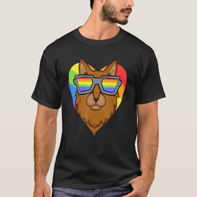 Gay Pride LGBT Rainbow - Cat Breed Somali - LGBT H T Shirt (Framsida)