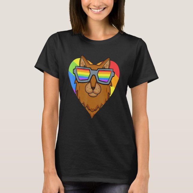 Gay Pride LGBT Rainbow - Cat Breed Somali - LGBT H T Shirt (Framsida)