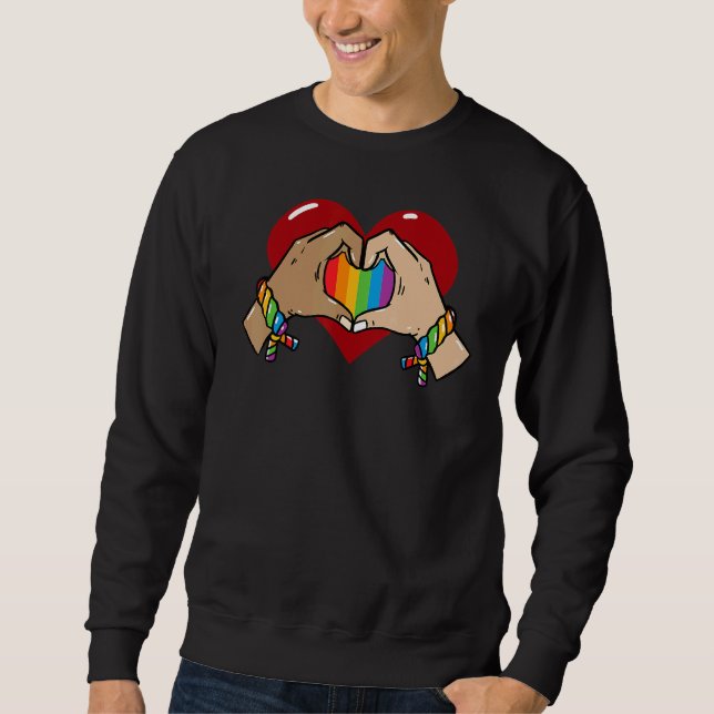 Gay pride Lgbt Rainbow Flagga Heart Unity Lång Ärmad Tröja (Framsida)