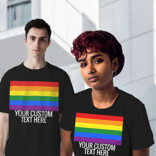 Gay pride LGBT Rainbow Rand Anpassningsbar Text Bl T Shirt