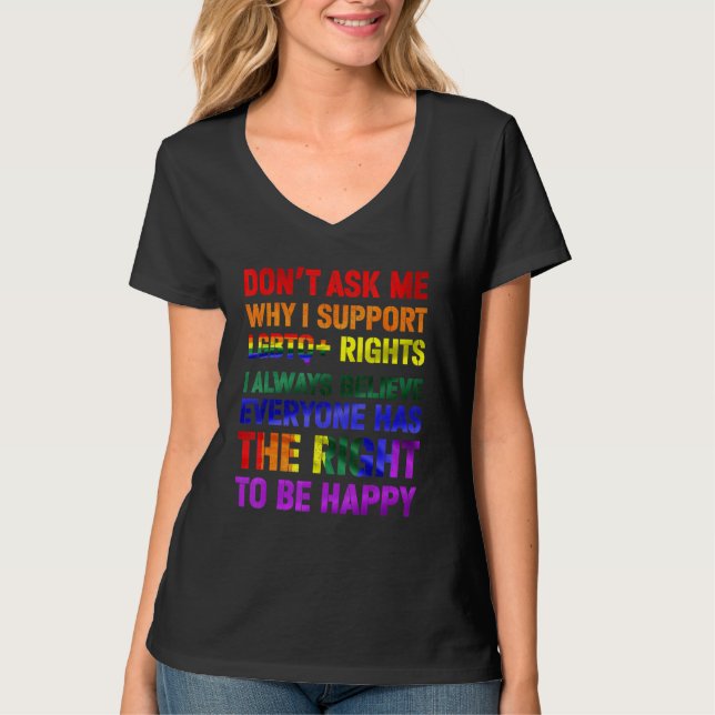 Gay pride Lgbtq-Höger stödjer Gay Les Bi Trans Qu T Shirt (Framsida)
