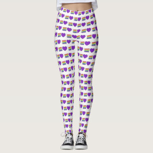 Gay pride Lila Heart Rainbow Bröllop Cake Kärlek Leggings