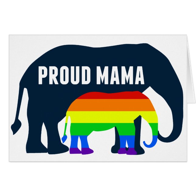 Gay pride Mamma Proud HBT Mamma Elephant Hälsningskort (Framsidan Horizontal)