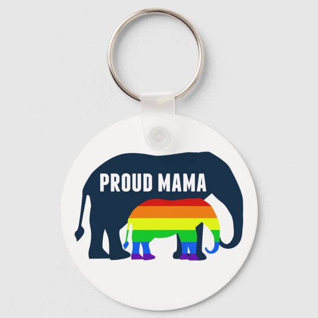 Gay pride Mamma Proud Mamma Elephant Rainbow LGBTQ Nyckelring (Framsida)
