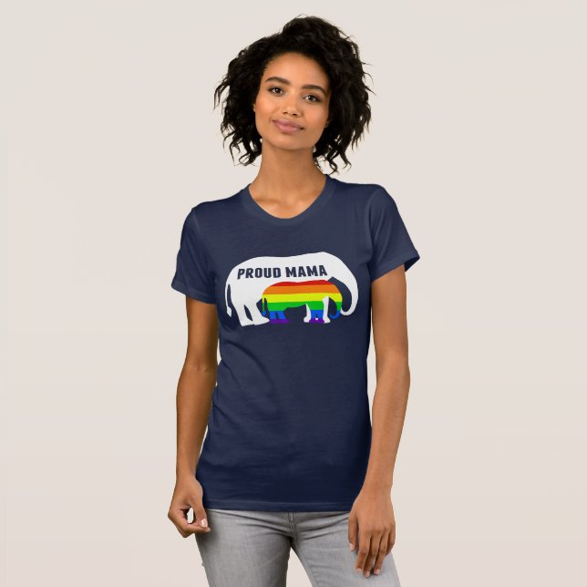 Gay pride Mamma Proud Mamma Elephant Rainbow LGBTQ T Shirt (Hel framsida)