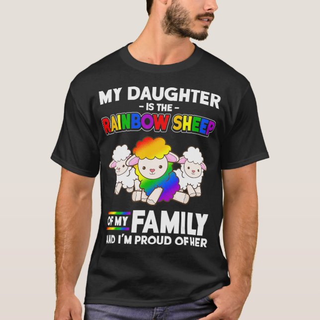gay pride månad Mamma är min dotter regnbågsfår T Shirt (Framsida)