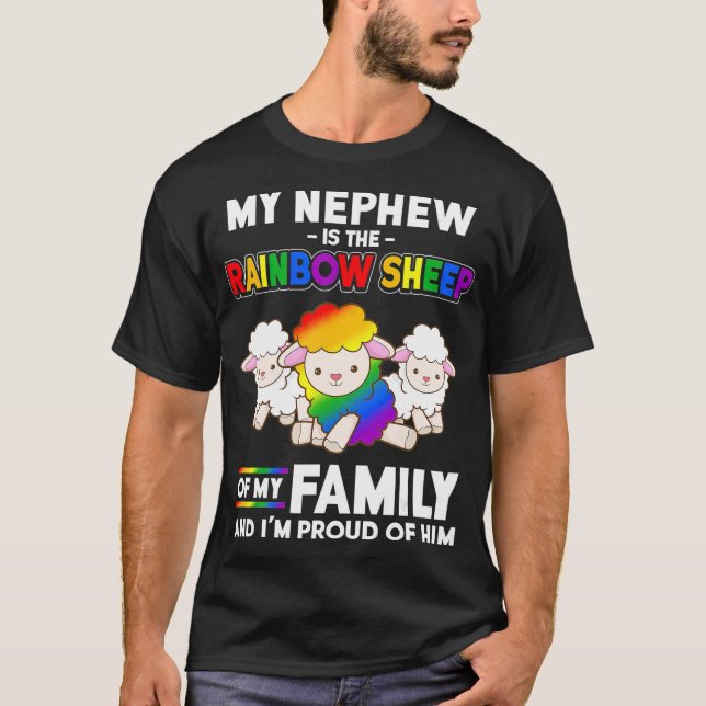 Gay pride-månad som ger mitt Nephew är regnbågsfår T Shirt (Framsida)
