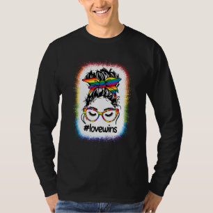 Gay pride Messy Bun Rainbow Kärlek Wins Lgbt Lgbtq T Shirt