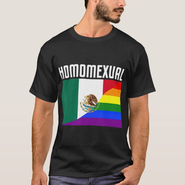 Gay pride Mexikanskt regnbåge, Flagga, homosexuell T Shirt (Framsida)