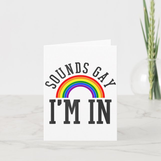 Gay Pride Month Sounds Gay Rainbow Funny Quote Gif Kort (Framsida)