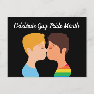 gay pride Month Two Killer Kiss Queer Teckning Vykort