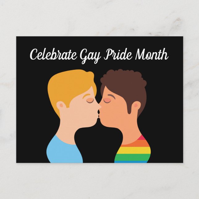 Gay pride Month Two Killer Kiss Queer Teckning Vykort (Framsida)